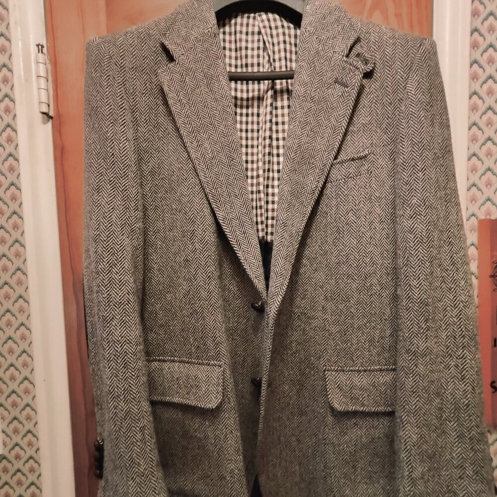 Ralph Lauren Herringbone Tweed Wool Sport Jacket Size 40 – Leather Trim & Elbow